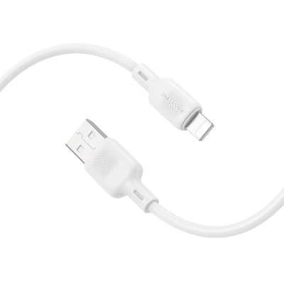 кабель borofone bx113 silicone usb - lightning 2.4a/1m (бiлий) 