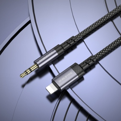 кабель aux borofone bl24 3.5mm(male) - lightning(male) 1m (сірий) 