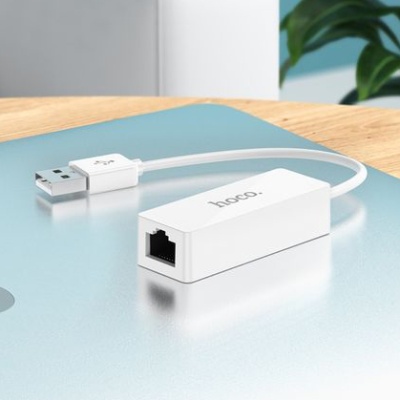 перехідник hoco ua22 usb to ethernet adapter (100 mbps) (бiлий) 