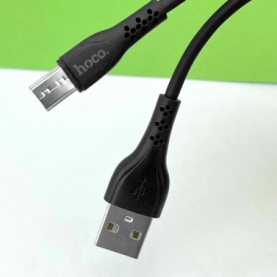 кабель hoco du24 usb - microusb 2.4a/1m (довгий конектор) (чорний) 