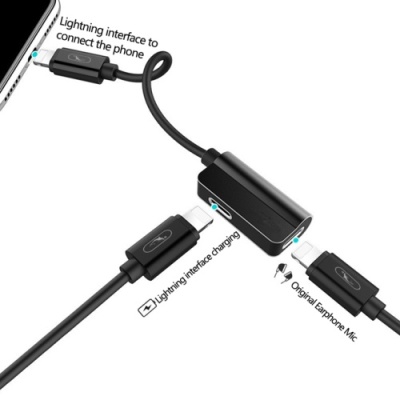 перехідник skydolphin au01 lightning to dual lightning + charging 1.5a (чорний) 