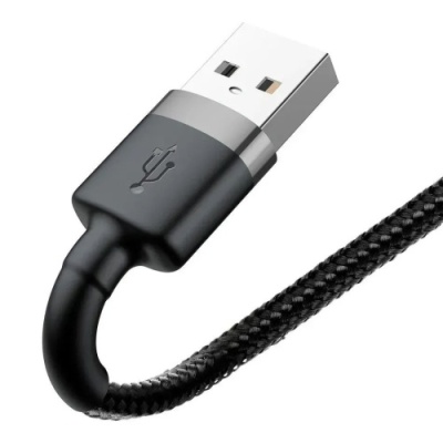 кабель baseus cafule usb - lightning 2.4a/0.5m (calklf-ag1) (black-gray) 