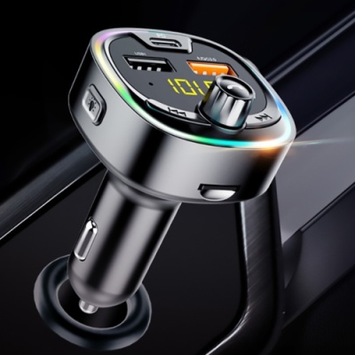 FM Модулятор SkyDolphin SZ21 Aluminium/Bluetooth/TF Card/LED/2USB/3.1A/18W (Чорний)