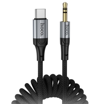 перехідник hoco upa33b type-c - jack 3.5 plug (1.5m) (чорний) 