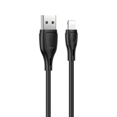 кабель hoco x61 silicone usb - lightning 2.4a/1m (чорний) 