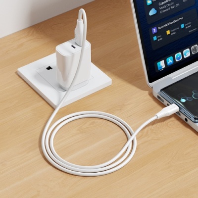 кабель hoco x124 silicone usb - type-c 3.0a/1m (білий) 