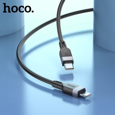 кабель hoco x109 silicone (pd) type-c - lightning 27w/2m (чорний) 