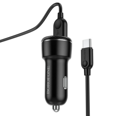 Автомобільний Зарядний Пристрій Borofone BZ17 2USB/18W/QC3.0 + (USB - Type-C) (Чорний)