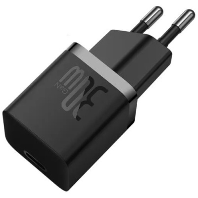 мережевий зарядний пристрій baseus gan5 mini (p10110902113-00) type-c/30w/pd + (type-c - type-c) (чорний) 