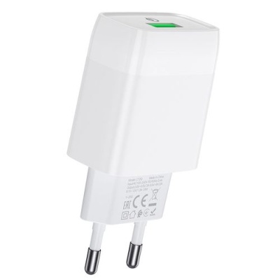 мережевий зарядний пристрій hoco c72q 1usb/18w/qc3.0 (білий) 