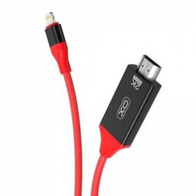 кабель hdmi xo gb006 lightning - hdmi 2k 60hz/1080p 2m (чорно-червоний) 