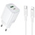 Мережевий Зарядний Пристрій Borofone BAS83A PD20W + QC3.0 (1USB/1Type-C/3A) + Type-C - Lightning (білий) мережевий зарядний пристрій borofone bas83a pd20w + qc3.0 (1usb/1type-c/3a) + type-c - lightning (білий)