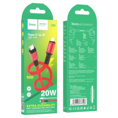 кабель hoco x85 strength (pd) type-c - lightning 20w 3a/1m (червоний) 