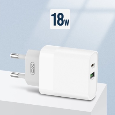 мережевий зарядний пристрій xo l64 1usb/18w/qc3.0 + 1type-c/20w/pd (бiлий) 
