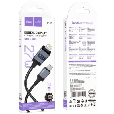 кабель hoco x118 type-c - lightning 27w/1m (чорний) 