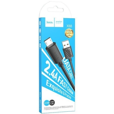 кабель hoco x88 gratifield usb - microusb 2.4a/1m (чорний) 