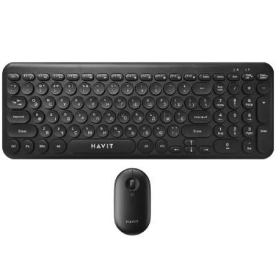 клавіатура безпровідна + миша havit hv-kb254 gcm black (низькі і тихі клавіші) 