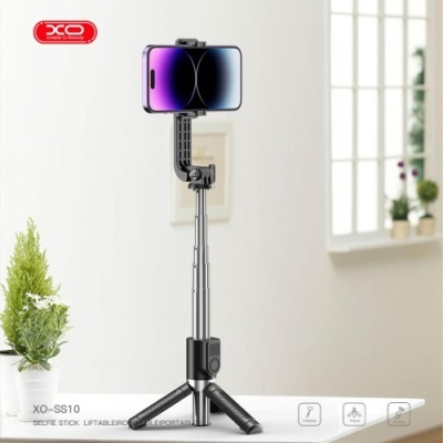 монопод-тринога для селфі xo ss10 mini bluetooth selfie stick 80 см з дзеркалом (чорний) 