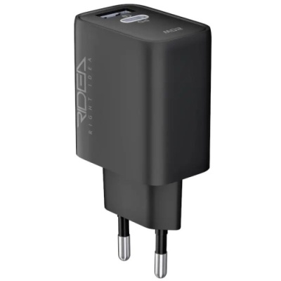 мережевий зарядний пристрій ridea rw-20220 rapid duo 1usb/1usb-c qc/pd 20w (чорний) 