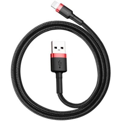 кабель baseus cafule usb - lightning 2.4a/0.5m (calklf-a19) (black-red) 