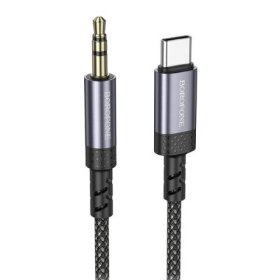 кабель aux borofone bl24 3.5mm(male) - type-c(male) 1m (сірий) 