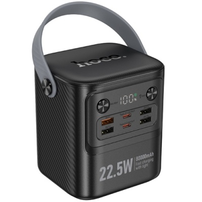 додаткова батарея power bank hoco j152 tough 22.5w+pd20w+light 80000mah (чорний) 