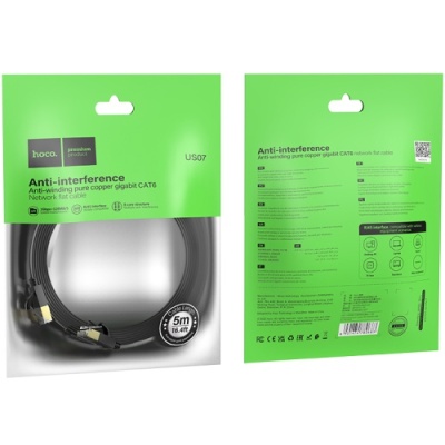 кабель мережевий (lan rj45) hoco us07 (5м) (чорний) 