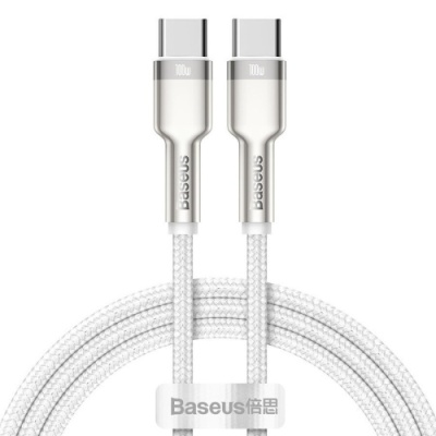 кабель baseus cafule metal (pd) type-c - type-c 100w 5a/1m (catjk-c02) (white) 
