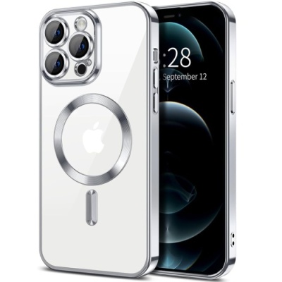 Купить чохол tpu metallic full camera with magsafe для apple iphone 14 pro (silver) онлайн