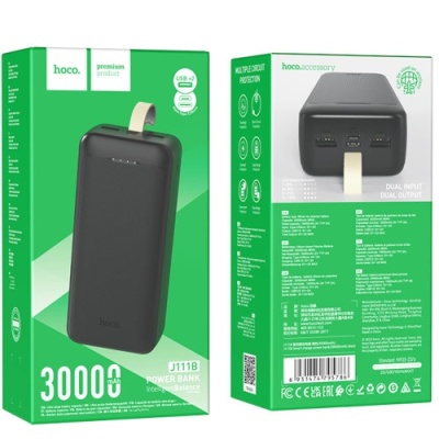 додаткова батарея power bank hoco j111b smart charge 30000 mah (чорний) 