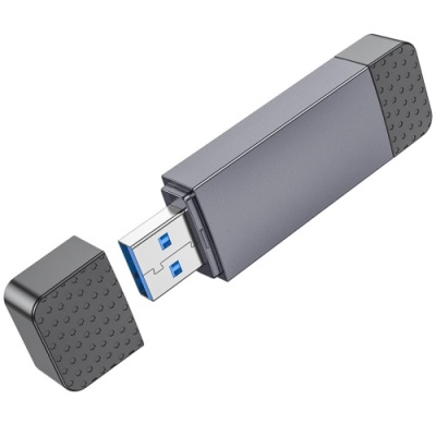 картрідер hoco hb45 spirit 2-in-1 usb2.0/type-c (сірий) 