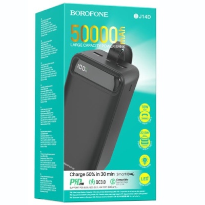 додаткова батарея power bank borofone bj14d 22.5w+pd20w 50000 mah (чорний) 