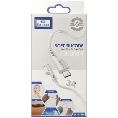 кабель earldom ec-174m soft silicone usb - microusb 3a/1m (білий) 