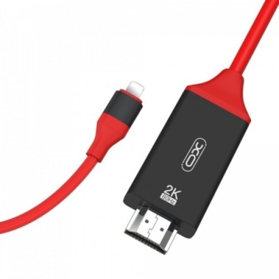 кабель hdmi xo gb006 lightning - hdmi 2k 60hz/1080p 2m (чорно-червоний) 