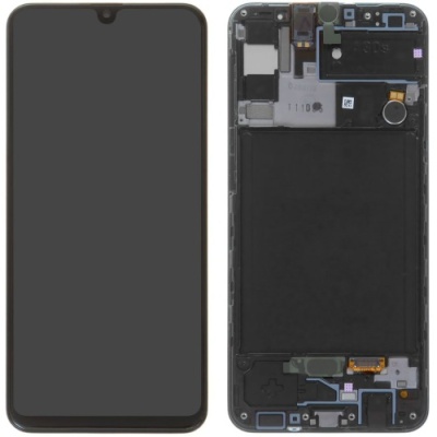 дисплей для samsung a307 galaxy a30s, чорний, із сенсорним екраном, з рамкою, original 100%, сервісне опаковання