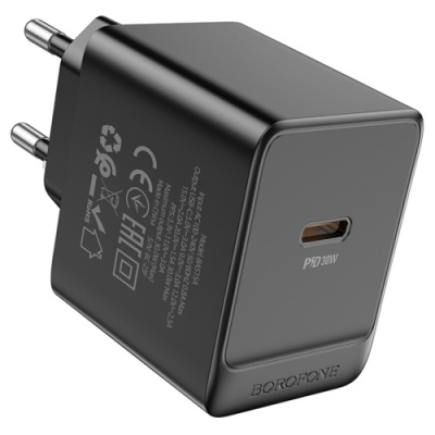 мережевий зарядний пристрій borofone bas15a erudite 1type-c/30w/pd (чорний) 