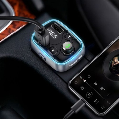 FM Модулятор Borofone BC32 Bluetooth Sunlight QC3.0 2USB/3A Black
