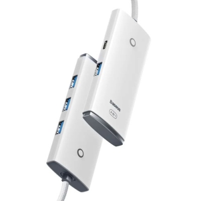 usb hub baseus lite series 4-port (usb-a to usb 3.0*4) (wkqx030002) 25cm white 