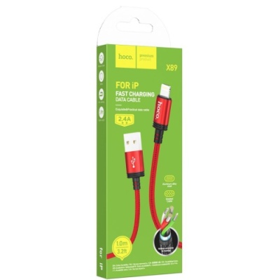 кабель hoco x89 wind usb - lightning 2.4a/1m (червоний) 