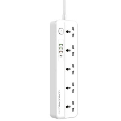 мережевий подовжувач ldnio sc5415 5 universal ports /1 pd/1 qc/2 auto id 2m (білий) 