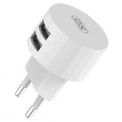 мережевий зарядний пристрій xo l62 2usb/2.4a + (usb - microusb) (білий) 