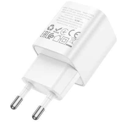 мережевий зарядний пристрій hoco c145a 1usb/18w/qc3.0 (білий) 