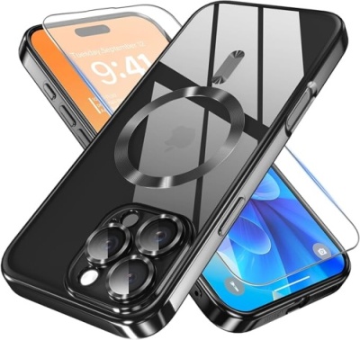 Купить чохол tpu metallic full camera with magsafe для apple iphone 16 pro (black) онлайн
