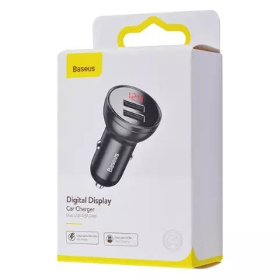 Автомобільний Зарядний Пристрій Baseus Digital Display Dual (CCBX-0G) 2USB/24W/4.8A (Grey)