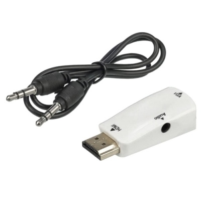 перехідник hdmi - vga(f) + aux (білий) 