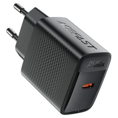 мережевий зарядний пристрій acefast a104 pd25w (1type-c) (чорний) 