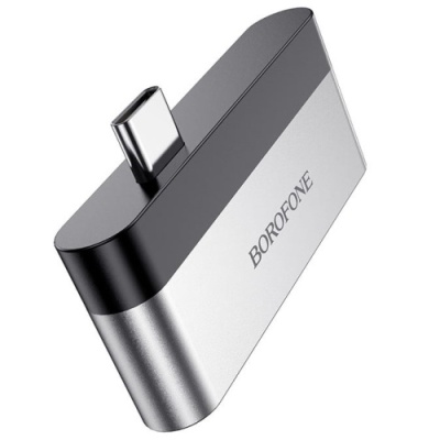 перехідник borofone dh2 type-c to hdmi+usb3.0 adapter (сталево-чорний) 