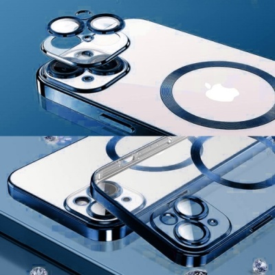 Купить чохол tpu metallic full camera with magsafe для apple iphone 15 (blue) онлайн