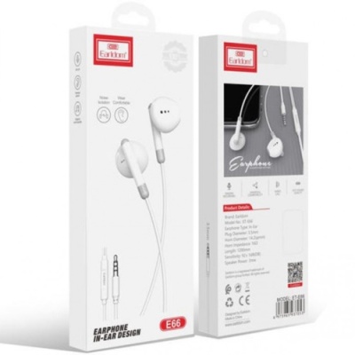 навушники earldom et-e66 universal 3.5mm jack vs mic&control white 