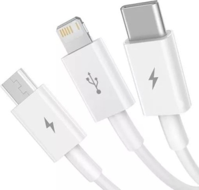 кабель baseus superior series fast charging 3in1 usb - (lightning+microusb+type-c) (camltys-02) 3.5a/1.5m (white) 